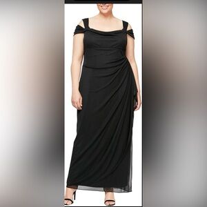 Alex Evenings Black Off-Shoulder Gown